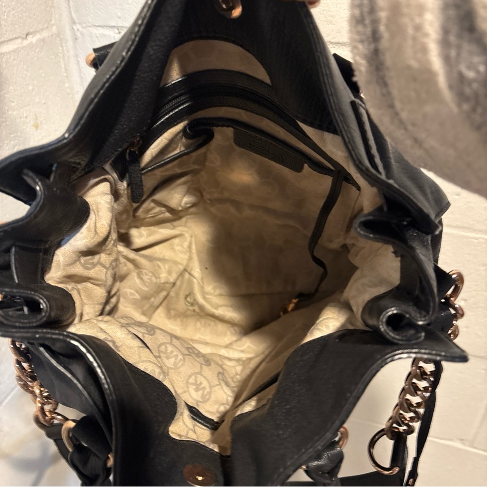 Authentic Michael Kors Hamilton Satchel Black Leather Gold Hardware - Picture 11 of 12